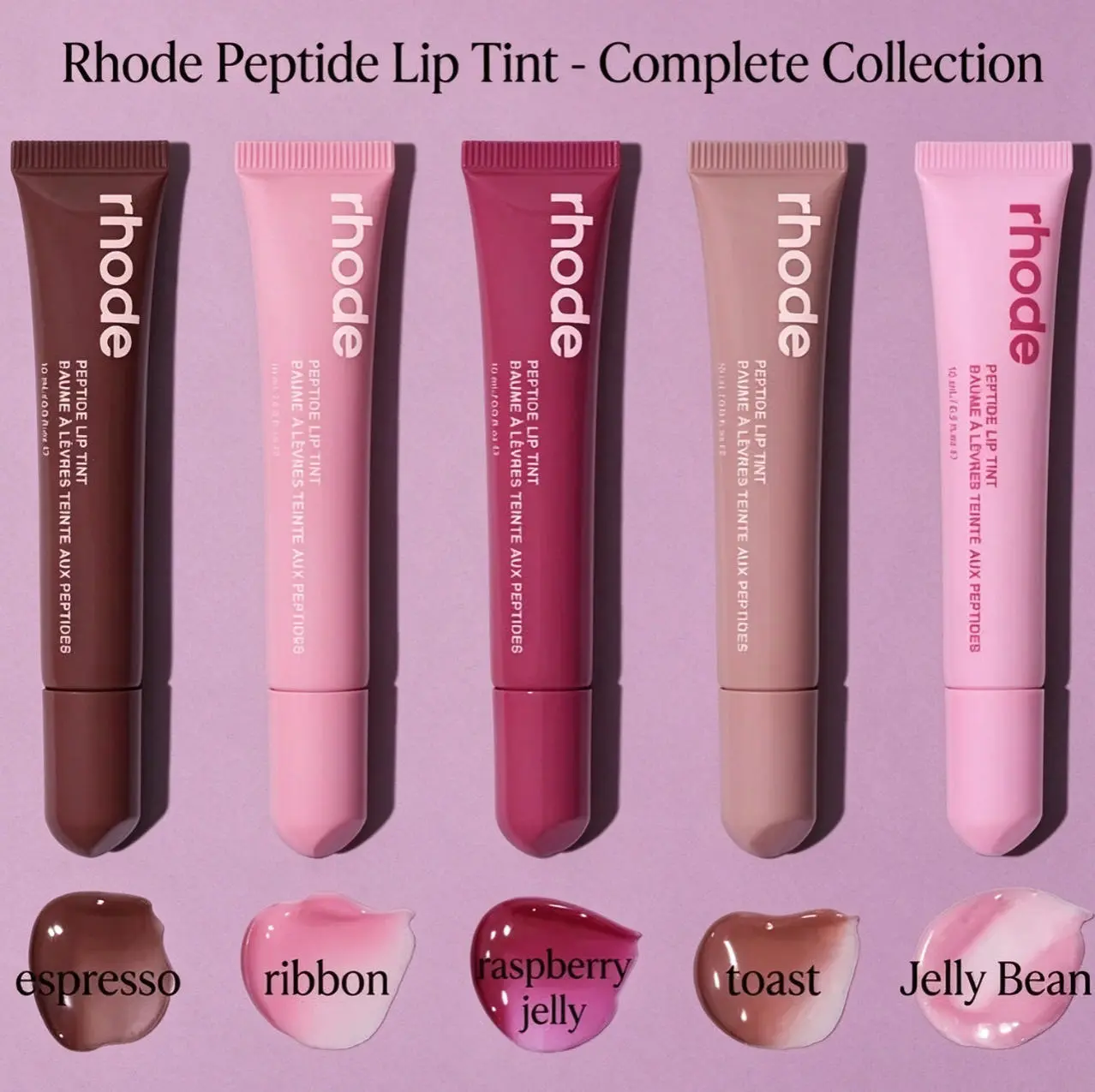 Shades Rhode Peptide Lip Tint 10ml, Tinted Lip Balm with Hydrating Moisture, Natural Glossy Lip Color, Long-Lasting Nourishing Daily Lip Makeup for Girls – 1/2/3 Pcs