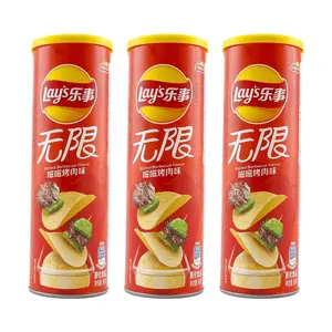 Lay's China BBQ Flavor Potato Chips 90g Multipack (3 Cans) - Crispy Snack for Parties & On-the-Go