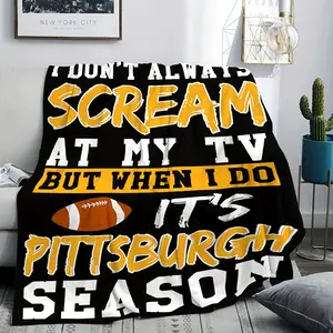 Pittsburgh Team Themed Flannel Blanket Multi color Polyester Fiber All-season comfort level  Very suitable for sofas, beds, offices, and travel  The perfect gift for sports fans, sports enthusiast gift