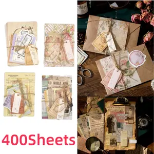 400 Sheets Scrapbook Paper - Journaling & Mixed Media Supplies for Vintage Crafts, Bullet Junk Journal, Collage Card Album Embellishments