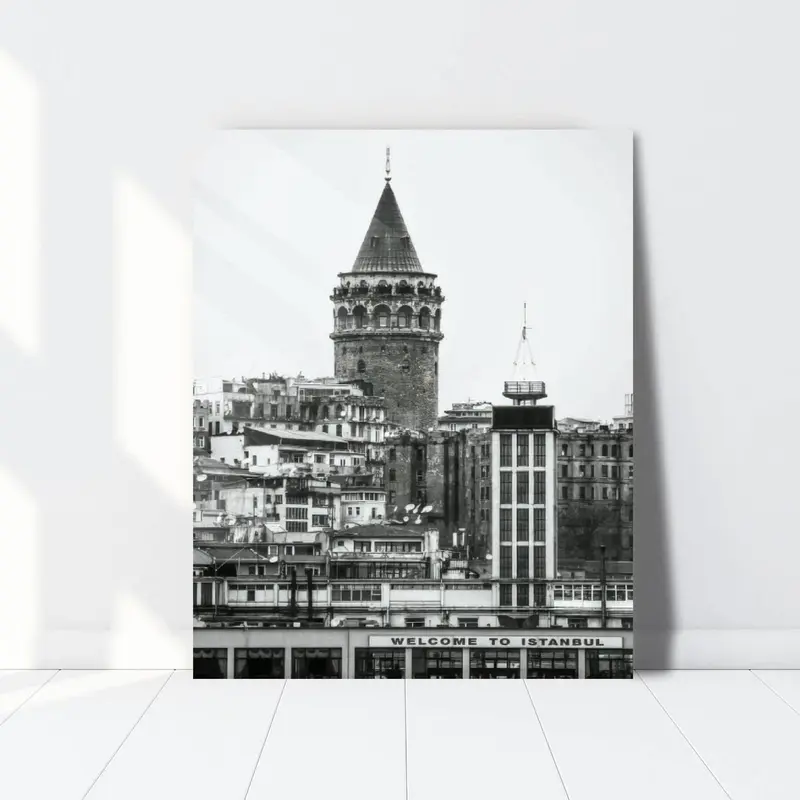 GCKG Tempered Glass Wall Art Decor Galata tower in Istanbul Prints On Glass Paingting Picture Modern Artworks For Living Room Bedroom Office