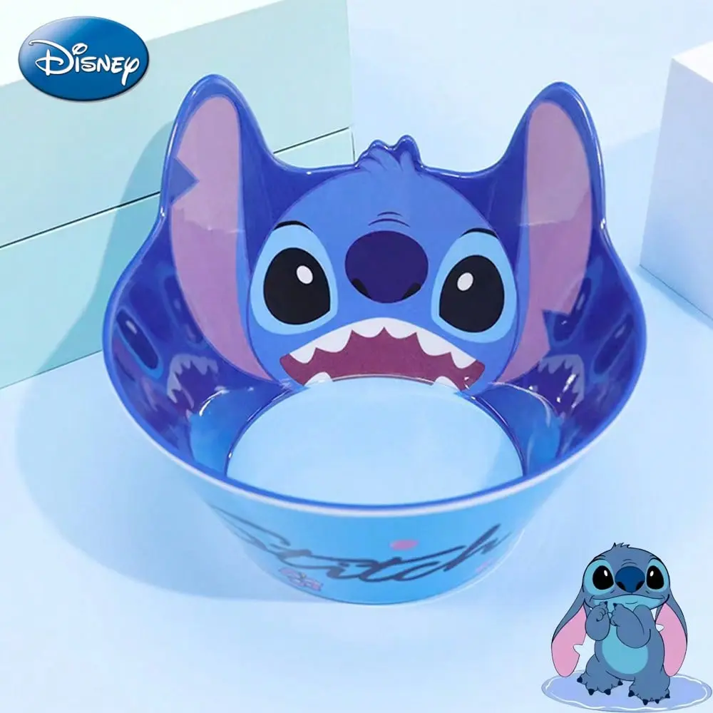 1PC Disney Officially Licensed Stitch Dish Plate Suction Cup Two-colour Single-handle Bowl Square Grid Dish Plate MENA Dish Heat-resistant Fall-resistant Suitable for Office Home Kitchen Tableware Decorations Birthday Gift