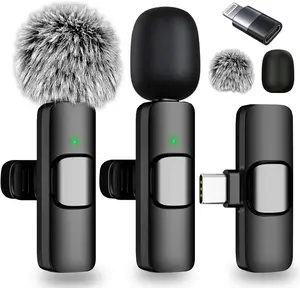 Wireless Lavalier Microphone for iPhone - Android, iPad, Tablets, Bluetooth Mini Microphone with Noise Canceling,65FT Transmission, Professional Lapel Mic for Video Recording