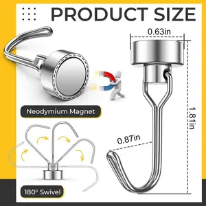 4Pack Magnetic Hooks, 30lbs Strong Magnetic Hooks for Refrigerator, Cruise Ship Essentials, Magnet Hooks Heavy Duty for Kitchen, Home, Classroom, Whiteboard, Beach Vacation