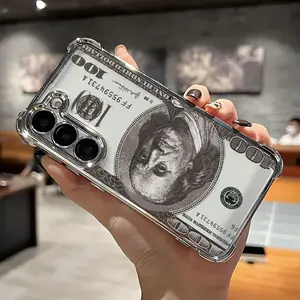 Classic Creative Illustration Classic Dollar 2 Phone Case Suitable for Samsung Galaxy S25,S24,S23 S22 S21 FE Ultra Plus 4G 5g Anti-Fall Transparent Soft Back Cover, Shockproof Case, Daily Use Cover, Cartoon Design