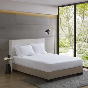 Mattress Pad, Cotton Mattress Protector Classic Cloud Quilted Bed Cover, All Natural Breathable Mattress Topper Fitted Pocket Fits Up to 16", Machine Washable, White