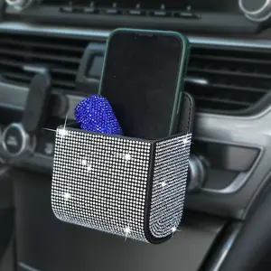 Sparkling Rhinestone Car Storage Box: 1pc, with Shiny Lid & Drawer, Glitter Organizer – for Dashboard, Console, or Door, Fit for Phones, Licenses, Keys, Vehicle Interior Accessory – Suitable for Most