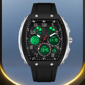 Men's watch, night light, watch, bucket-shaped package, simple and versatile, soft strap street style quartz gold for men