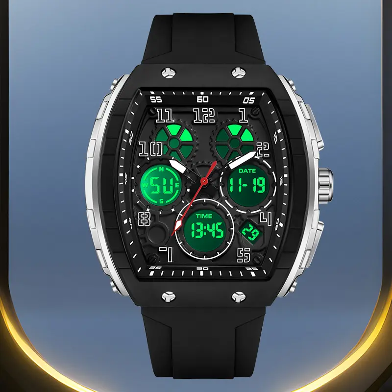 Men's Minimalist Digital Watch - Casual Streetwear Style with Barrel-Shaped ABS Case, Soft Strap, Night Light, 30M - 50M Water Resistance, Watches, Clasp