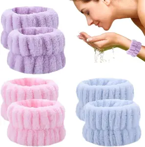 3-Pack Microfiber Wrist Wash Gloves for Washing Your Face – Absorbent spa wash gloves, soft terry cloth wristbands to keep water off your hands and arms