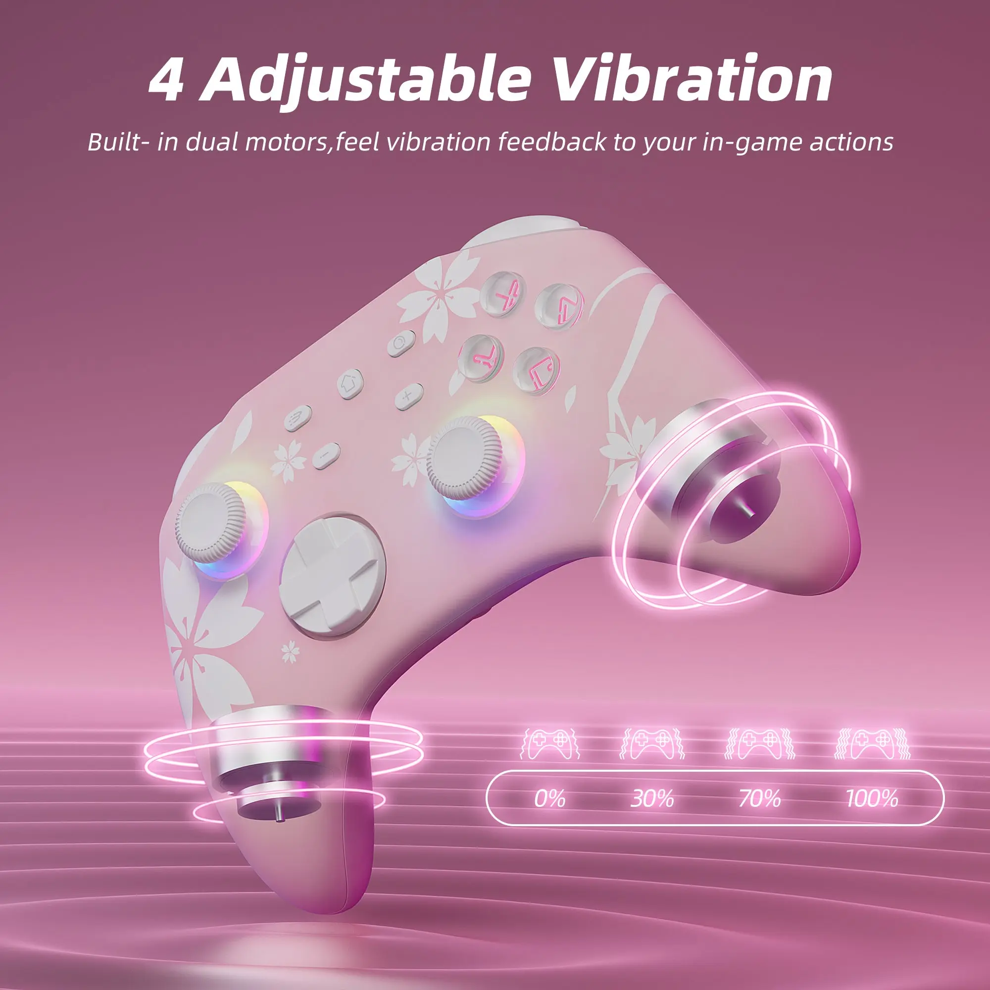 Mytrix Wireless Pro Controllers for Nintendo Switch, Windows PC iOS Android  Steam/Steam Deck, Sakura Pink Bluetooth Controller with Programmable,  Headphone Jack, Adjustable LED Light/Turbo/Vibration - TikTok Shop