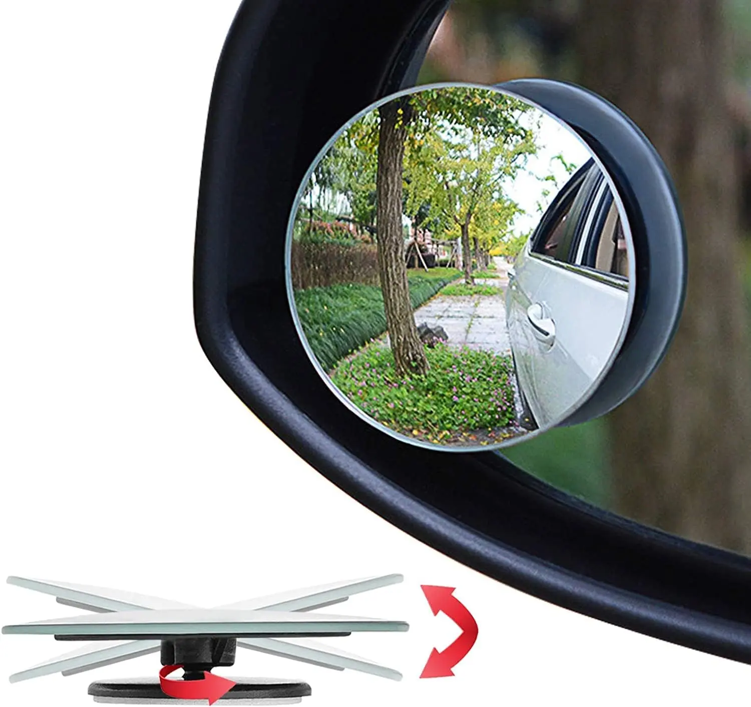 Blind Spot Mirror, 2" Round HD Glass Frameless Convex Rear View Mirror, Pack of 2