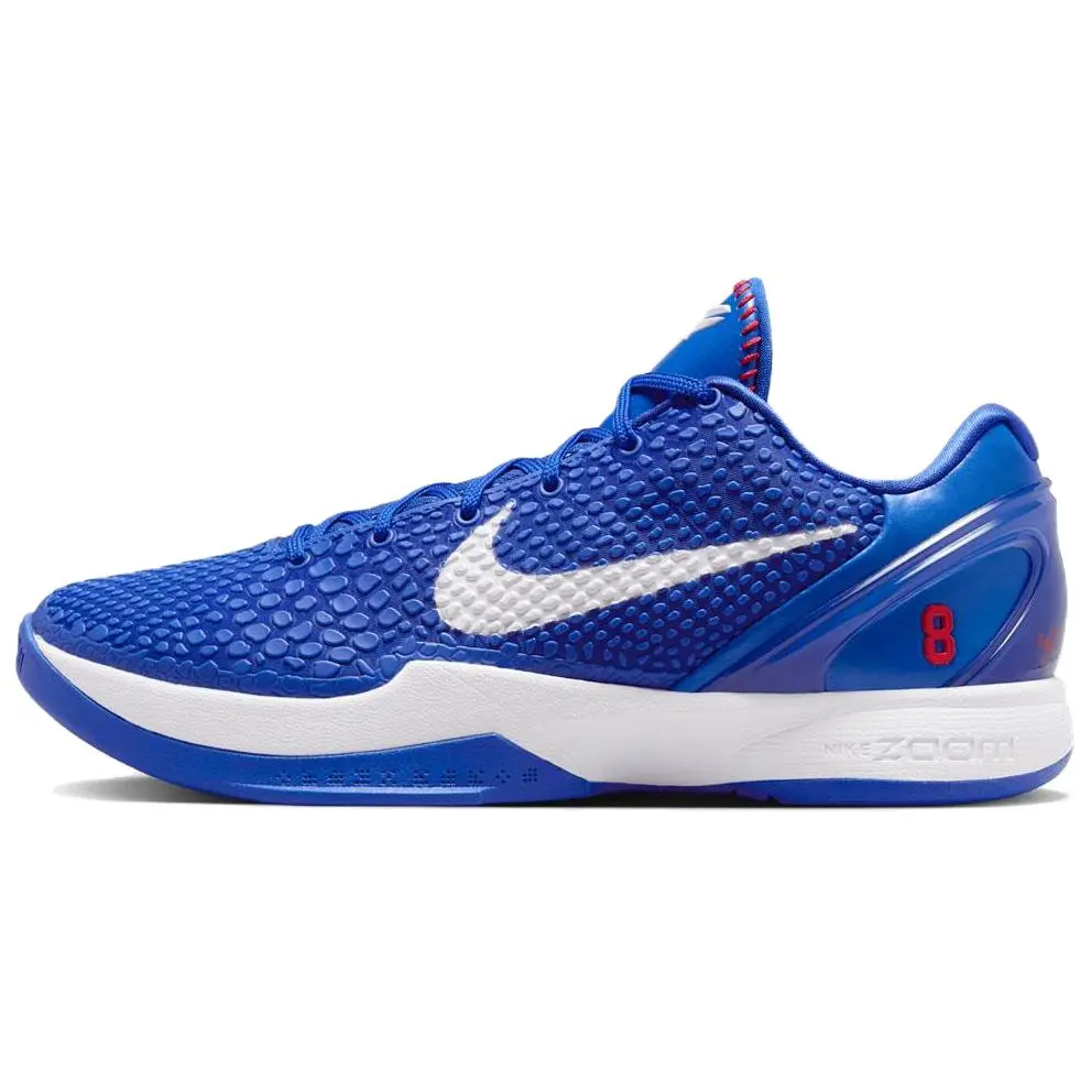 Men's Nike Zoom Kobe 6 Protro 'Dodgers' Low-Cut Basketball Sneakers - LA Dodgers-Inspired Blue-and-White Limited Ed., All-Seasons Hoops Shoes, Responsive Zoom Cushioning, Mamba Design, Collector-Friendly