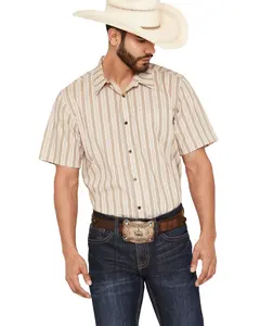 Gibson Trading Co Men's Men'S Canyon Striped Short Sleeve Button-Down - Gmsu26w10-Tan