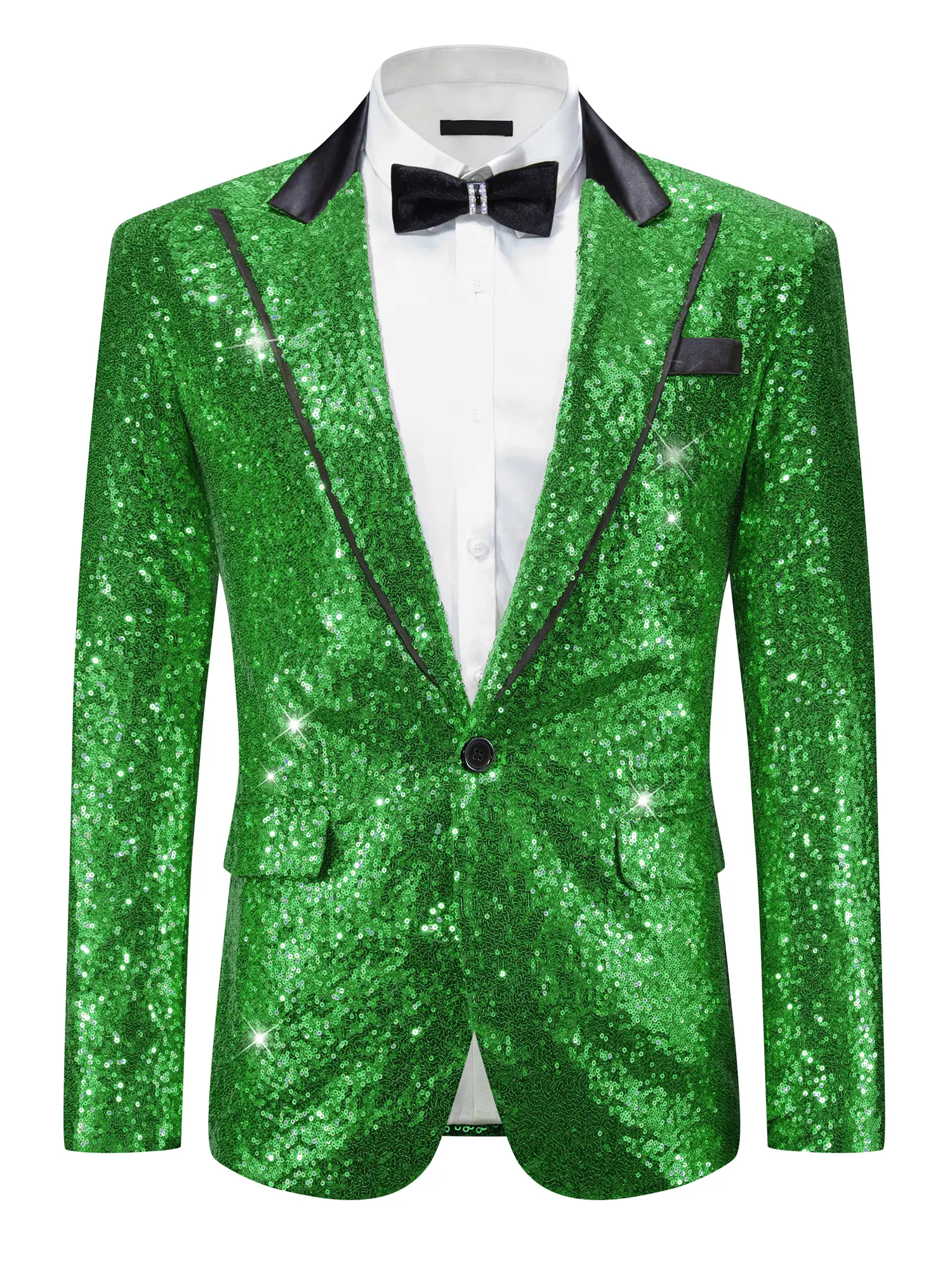 INSPIRE CHIC Sequin Blazer for Men's Peak Lapel Disco Prom Wedding Party Shiny Suit Jacket Tuxedo