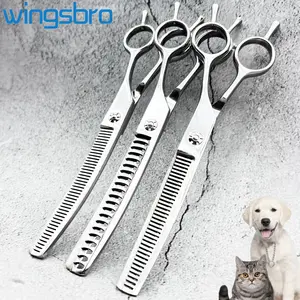 wingsbro 7.5 inches Pet Grooming Scissors, Silver Up Curved Thinning Scissors for Dogs and Cats