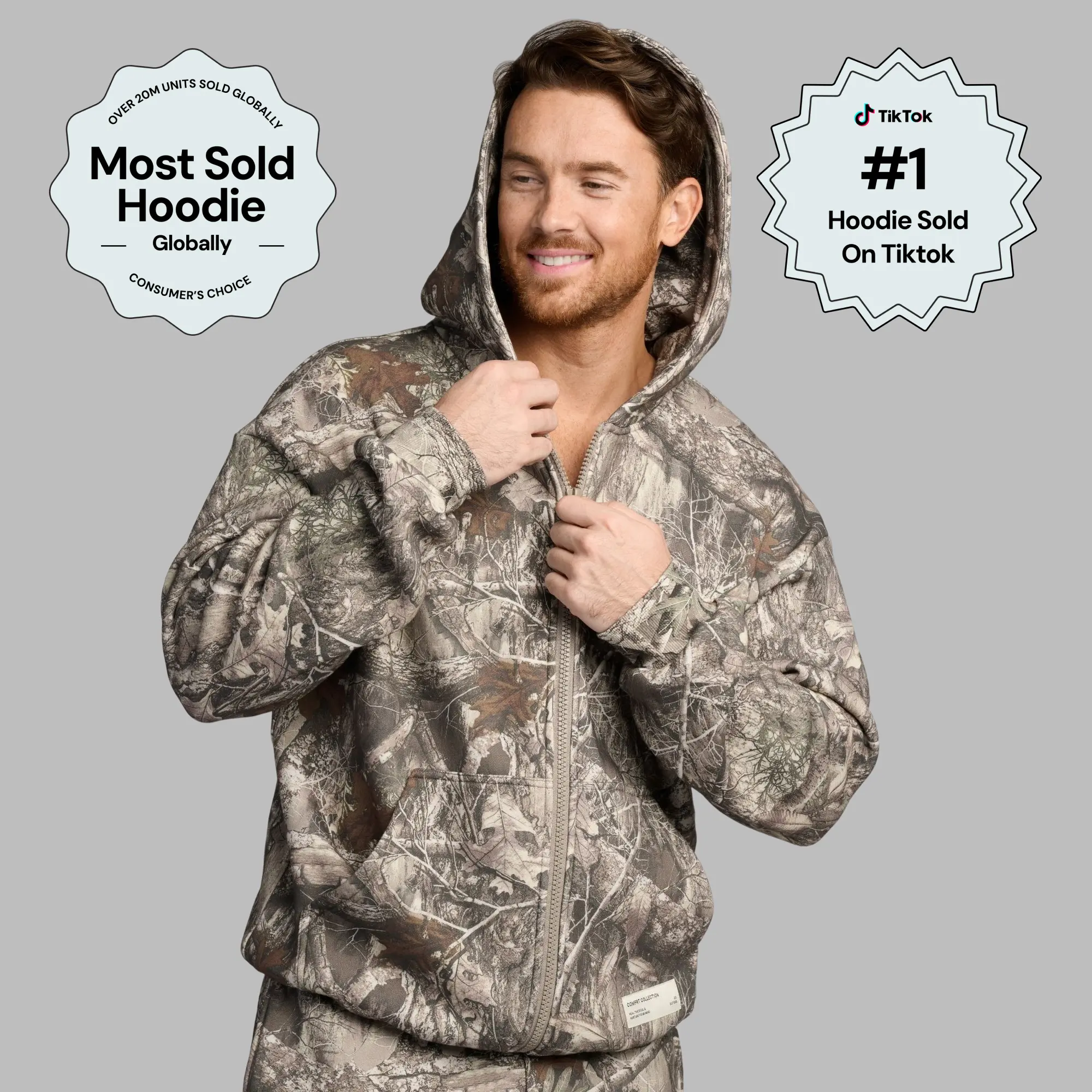 Comfrt | Camo Zip Hoodie - Mega | Extra Roomy Soft Fleece Camo Full Zip Up Sweatshirt Comfrt | Camo Zip Hoodie - Mega | Extra Roomy Soft Fleece Camo Full Zip Up Sweatshirt