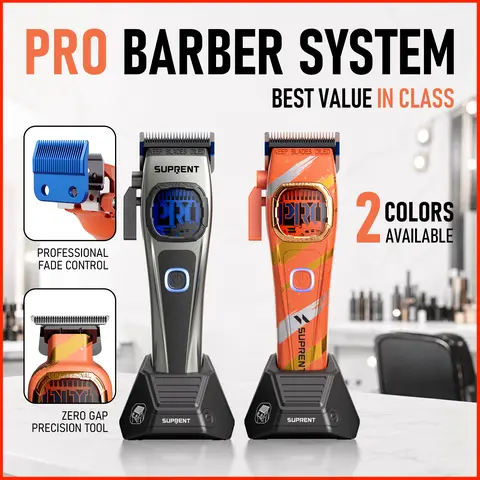 Suprent Cordless Rechargeable Clipper - Titanium-Ceramic Blade (8500 RPM, Thermally Stable), Compact Self-Grooming Adjustable Clipper Kit with 5-Level Taper Lever & Charging Base, Haircut Trimmer for Home Use, Premium Barber Equipment Gift for Him