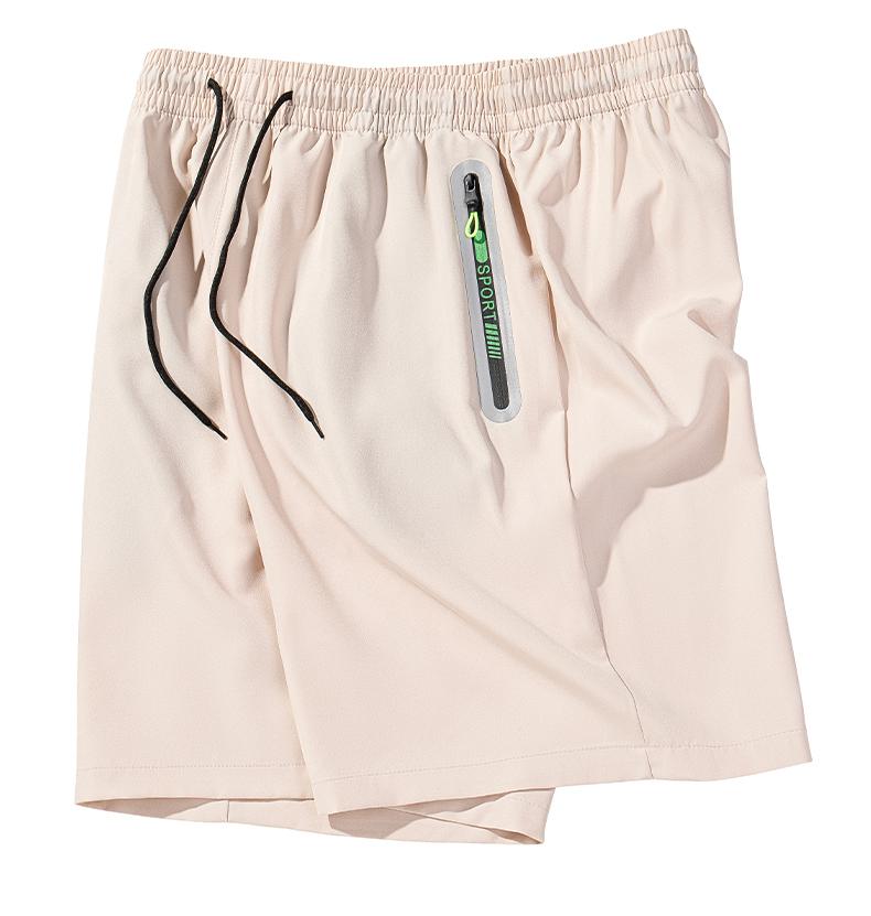 4 pcs men’s ice silk cooling athletic shorts, drawstring sports shorts, summer casual outdoor quick-dry elastic waistband drawstring pants with zippered pockets, suitable for gym and outdoor activities