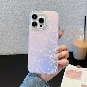 cute H-Hello K-Kitty Phone Case For iPhone 11 12 13 14 15 16 17Pro Max Air Plus Mini Light Luxury High-end Cases Transparent Laser Gradient Fashion Protective Case