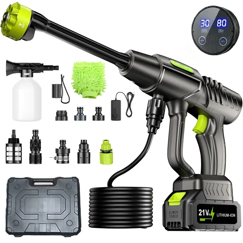 Wireless High Pressure Car Washer Water Gun Portable Car Wash Cleaner with 6000mAh Battery & 300W Motor for Easy Use