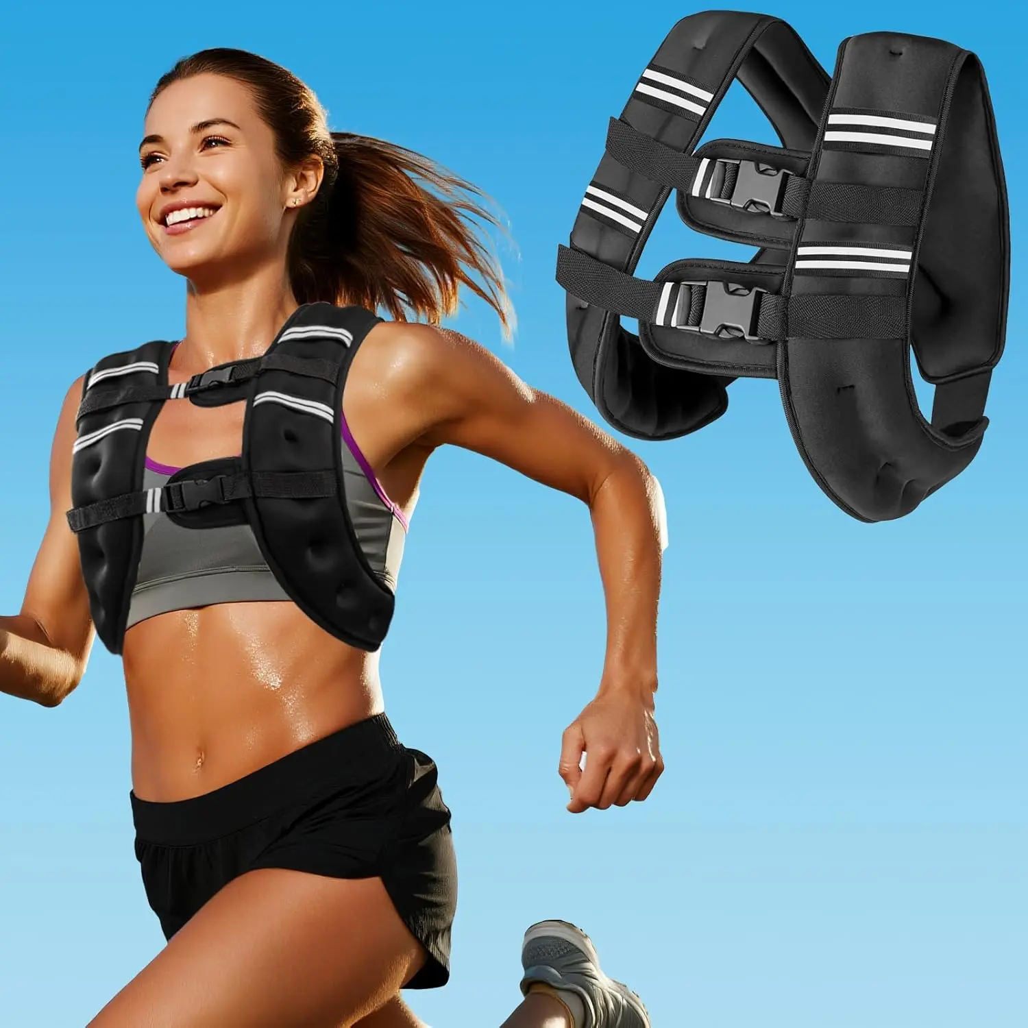 Zikopomi Weighted Vest Woman Men, 6lb/8lb/10lb/12lb/16lb/20lb/25lb/30lb Weight Vest with Reflective Stripes for Workout, Running, Fitness, Rucking Vest tiktokshopspringglowup#Summervibes,summerwins