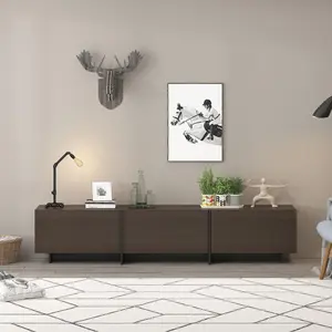 FUFU&GAGA Sleek Design 71.7" W TV Stand with 3 Flip-Down Drawers, High Quality Modern Entertainment Center with Storage, Media Console Table TV Cabinet, Dark Brown