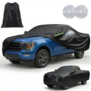 Car Cover for Automobiles, All Weather Waterproof UV Protection Outdoor Full Exterior Cover, Rain Sun Snow Protector with Door Zipper, 242x81x77 inch, Black