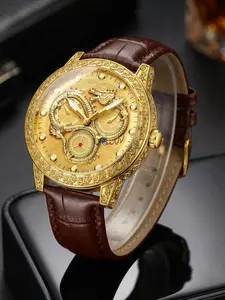 Men's Analog Quartz Watch, Alloy Case Material, Casual Business Style, Unique Charm Design, Perfect Gift & Self-Use Option