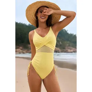 Ruched V-Neck One-Piece Swimsuit