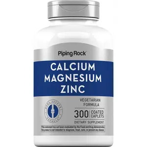 Piping Rock Calcium Magnesium Zinc Supplement | 300 Coated Caplets | Non-GMO, Gluten Free