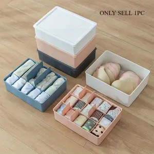 1pc Underwear Drawer Storage Box With Lid, Plastic Clothes Storage Drawer Basket For Underwear, Bras, Socks, Household Space Saving Organizer Of Wardrobe, Closet, Bedroom, Home, Dorm, Bedroom Accessories
