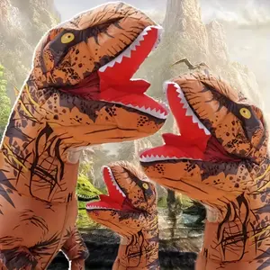 Adult T-Rex Inflatable Costume - Standing Dinosaur Mascot for Halloween & Christmas, Fun Animal Party Outfit, Non-Washable Polyester Fabric Menswear Clothing