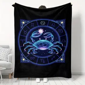 Cancer Zodiac Flannel Blanket, Soft Warm Air Conditioning Room Blanket, Home Office Nap Blanket, Sofa Bed Bedroom Blanket, All Seasons Use