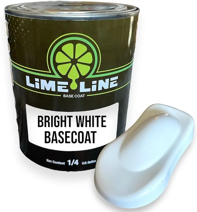 LiME LiNE Automotive Basecoats, 1k Urethane Base Coat Color  Bright White Basecoat - 1 Quart / 1 Gallon
