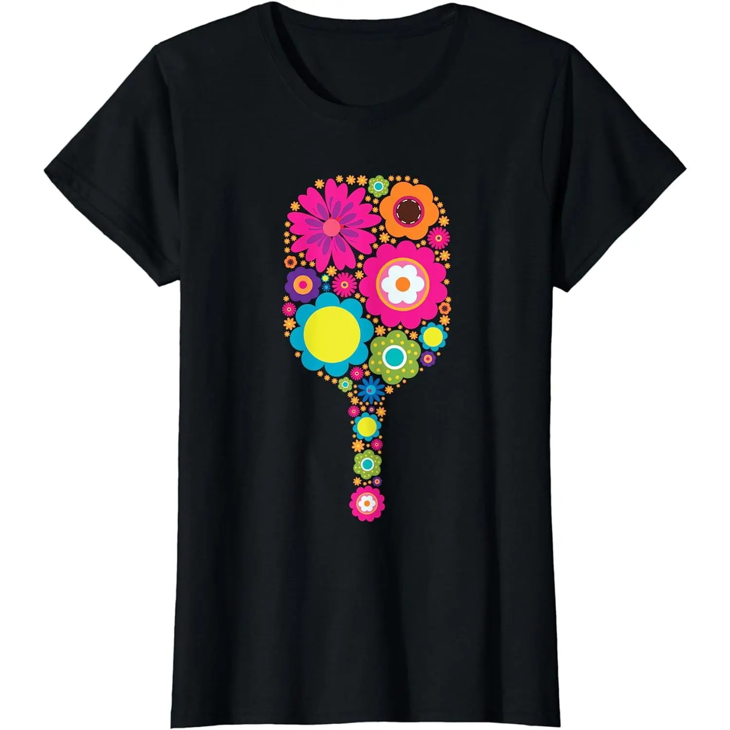100% Cotton Pickleball Sports Racquet Racket Paddle Flowers Women Girls T-Shirt