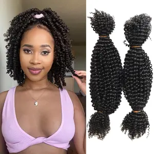 Afro Kinky Curly Springy Twist Double Drawn Bulk Human Hair Braiding Hair for Dreadlock Hair Pre-Separated Hair Extensions Natural Color