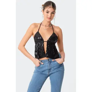 Estelle Open-Back Sequin Top