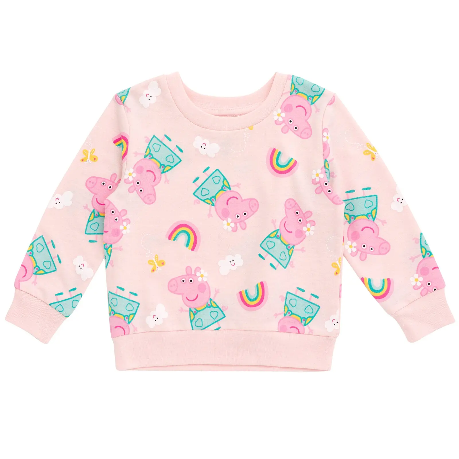 IMAGIKIDS Girls' Peppa Pig French Terry Crew Neck Pullover, Casual Fashion Sweatshirt with Adjustable Waistband, Cute & Cozy Kids' Top