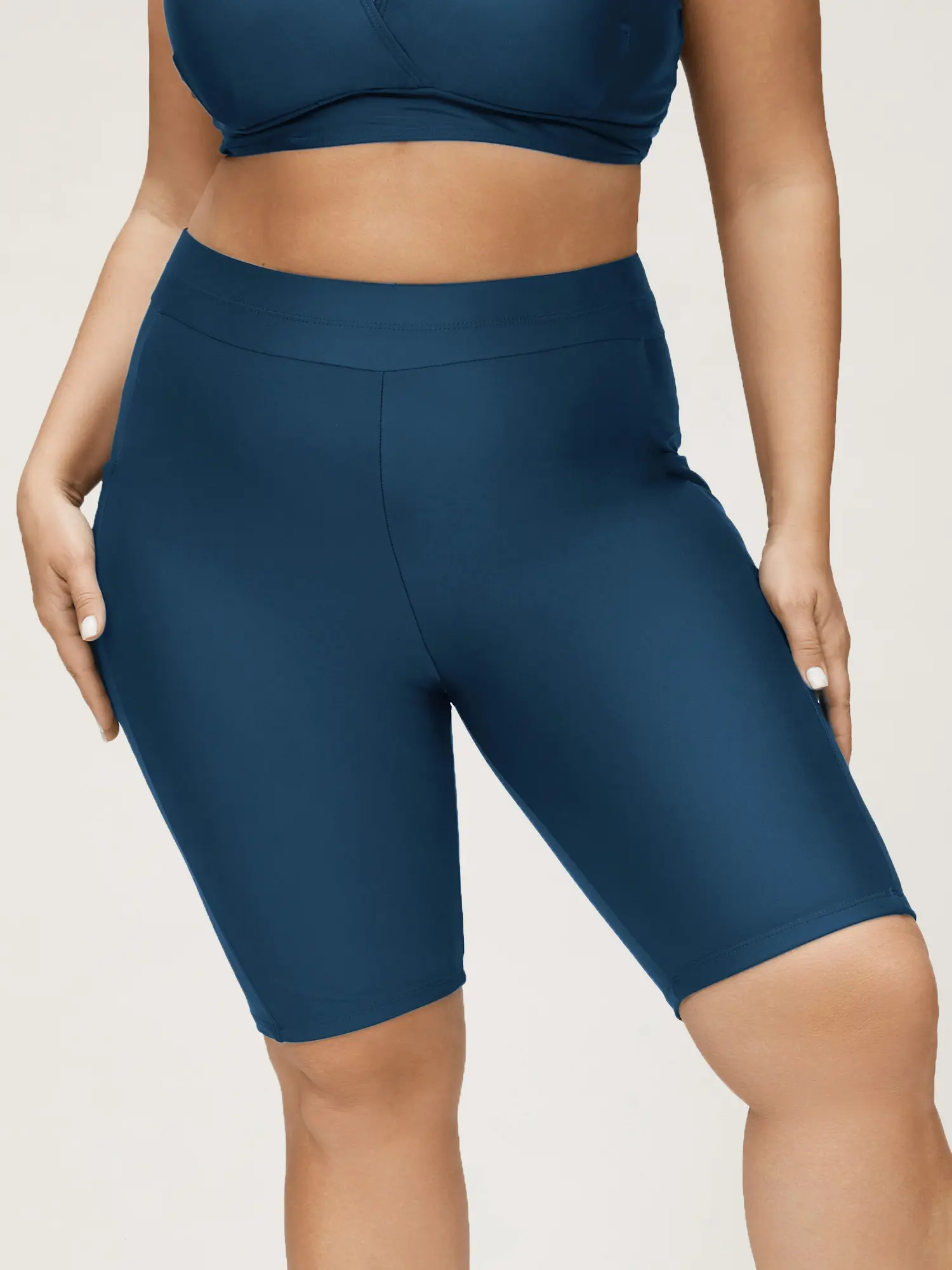 Plus Size High Rise Skinny-Fit Swim Bottoms, BLOOMCHIC Super Stretchy Nylon Blend Pocket Swim Bottoms with Tummy Control, 2026 Summer Resort Look Mom Pick [M-6X], High Rise Swim Bottoms,Spotlight,Summer wins,Deals for you days Swimwear Shorts Swim Trunks