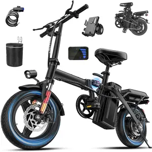 TERROSOR Ebikes for Adults, 560W Motor 24MPH Max Speed, 14” Tire, 48V 15AH Removable Battery for Lightweight Electric Bike, Multi-Shock Absorption, City Commuter, Foldable Adult Electric Bicycles-T1 Folding