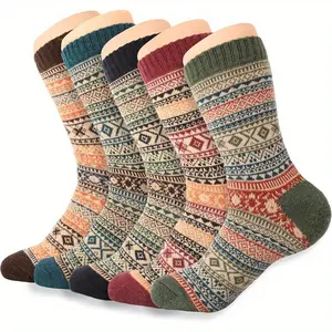Womens Socks 5 Pairs Winter Warm Socks Thick Knit Cabin Cozy Crew Soft Socks Gifts for Women Womens Socks 5 Pairs Winter Warm Socks Thick Knit Cabin Cozy Crew Soft Socks Gifts for Women