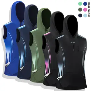5PCS Men's vest | Breathable and quick-drying polyester knitwear - Lightweight outdoor sportswear suitable for hiking, running, cycling, fishing, playing basketball - Hooded design, machine washable, durable and high-performance clothing