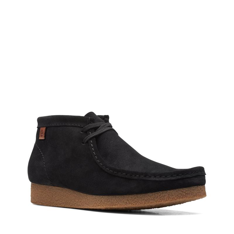 Clarks Shacre Boot Black Sde Men's Lace Closed Suede Footwear with Rubber sole for Comfort and Walking Shoes