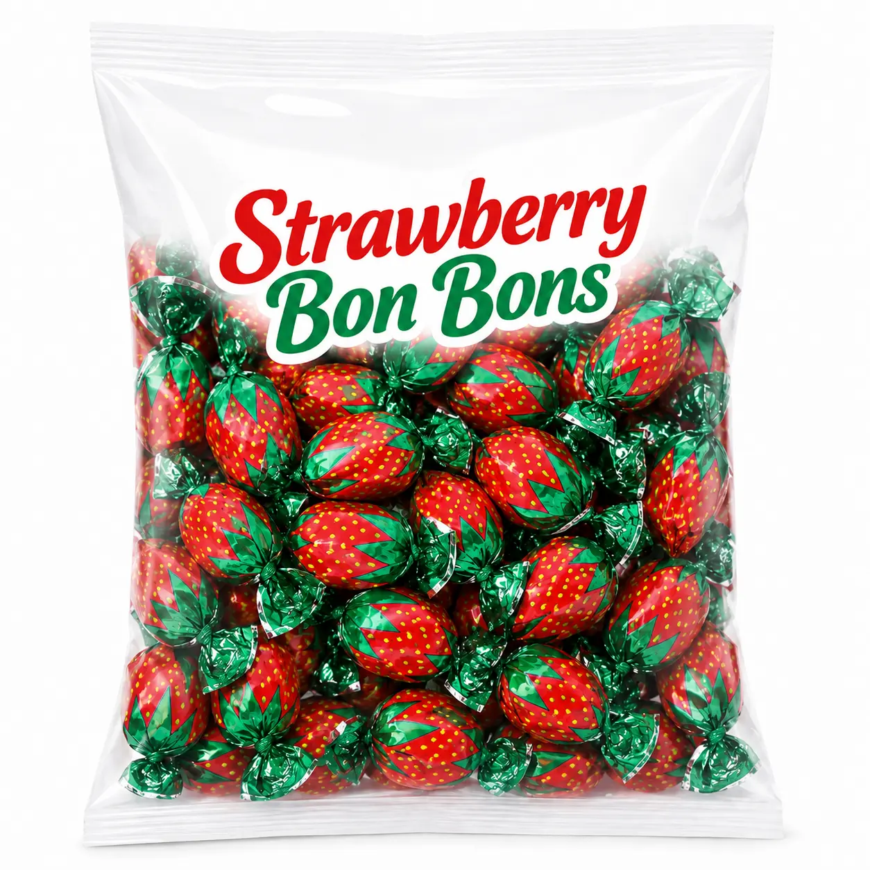 Strawberry Bon Bons Hard Candy - Individually Wrapped, 1 Lb Bag, Retro Snack, Office Sweet