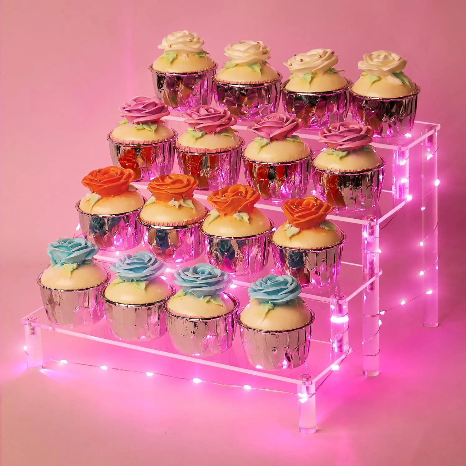 Display Shelf Cake Stand - 4 Tier Shelf Cupcake Stand - Multifunctional and Durable  Stand - Mounting Hardware Included - Ideal for Desserts, , Glassware, Figurines