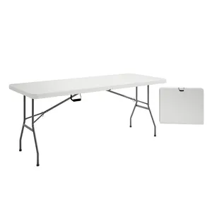 【GOOGREAT】Techni Home 6 FT Granite White Folding Table with Easy-Carry Handle