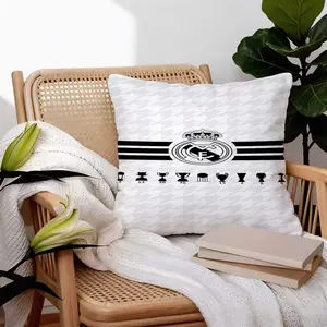 Real Madrid CF Throw Pillow 18x18 Inch, Multiple Trophy & Logo Designs Available, Soft Square Decor Pillow for Sofa, Bed & Fan Cave, Perfect Gift for Soccer Fans