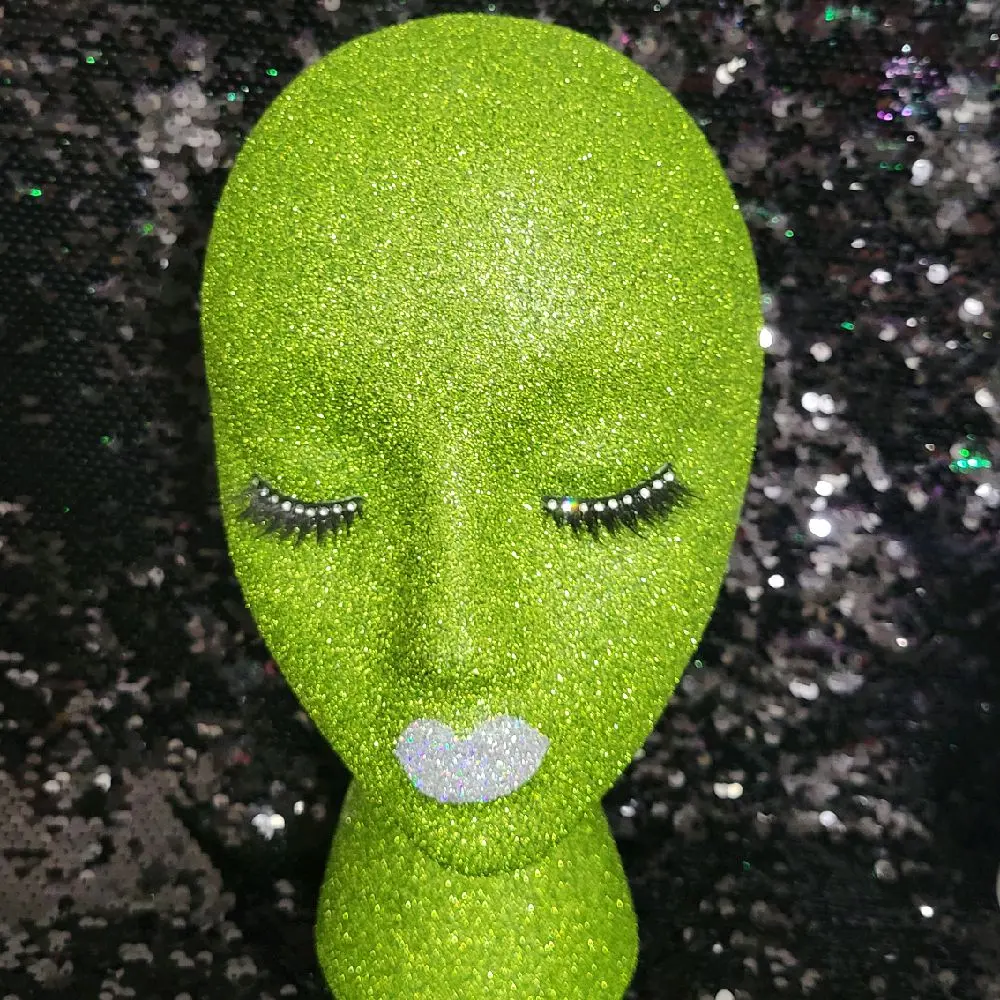 Female styrofoam mannequin head| display stand| wig stand| hat stand| mannequin head| wig head| glitter head| salon display| wig model| gift| mannequin head (Sage)
