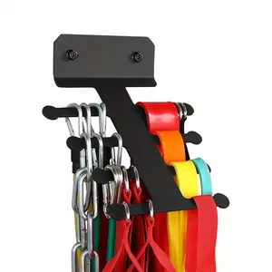 1 or Wall-Mounted Home Gym Storage Rack with Resistance Band Hooks - Heavy-Duty Iron Fitness Accessory Organizer Shelf Suitable for Resistance Bands, Jump Ropes, Lifting Straps - Space-Saving Workout Equipment Holder, Utility Shelves